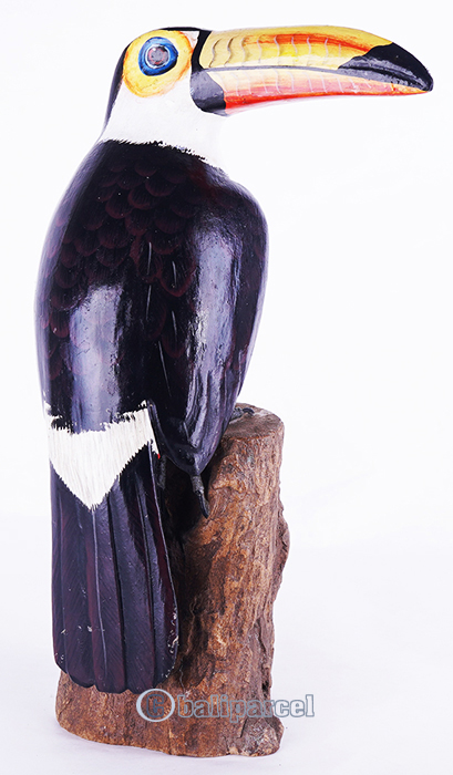 Wooden Toucan Bird With Painted, Handmade From Albesia Wood