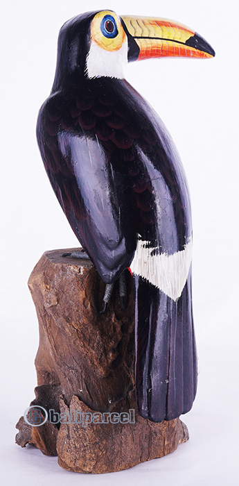 Wooden Toucan Bird With Painted, Handmade From Albesia Wood