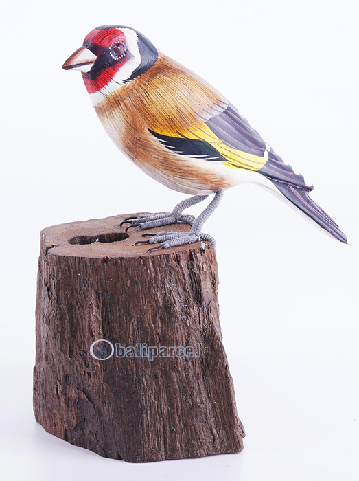 Wooden Bird With Painted, Handmade From Albesia Wood