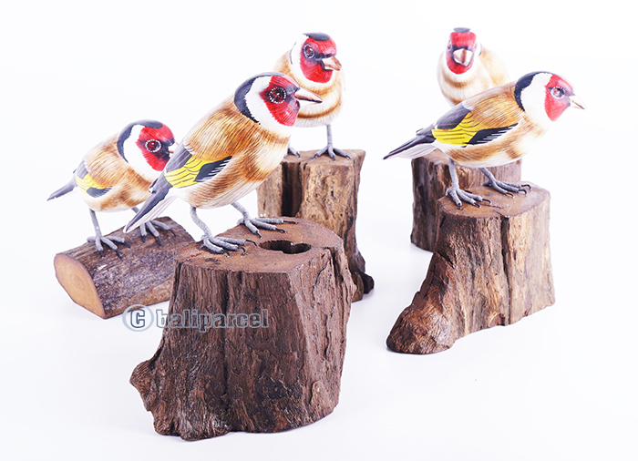 Wooden Bird With Painted, Handmade From Albesia Wood