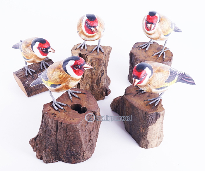 Wooden Bird With Painted, Handmade From Albesia Wood