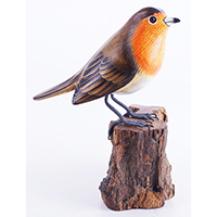 Wooden Bird With Painted, Handmade From Albesia Wood