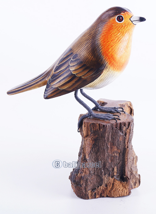 Wooden Bird With Painted, Handmade From Albesia Wood