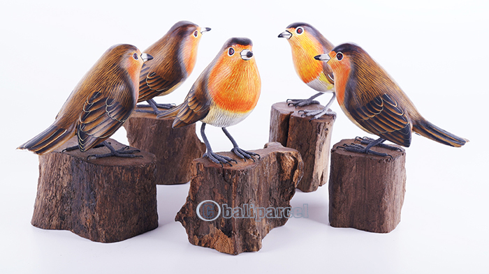 Wooden Bird With Painted, Handmade From Albesia Wood