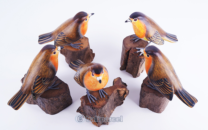 Wooden Bird With Painted, Handmade From Albesia Wood