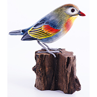 Wooden Bird With Painted, Handmade From Albesia Wood