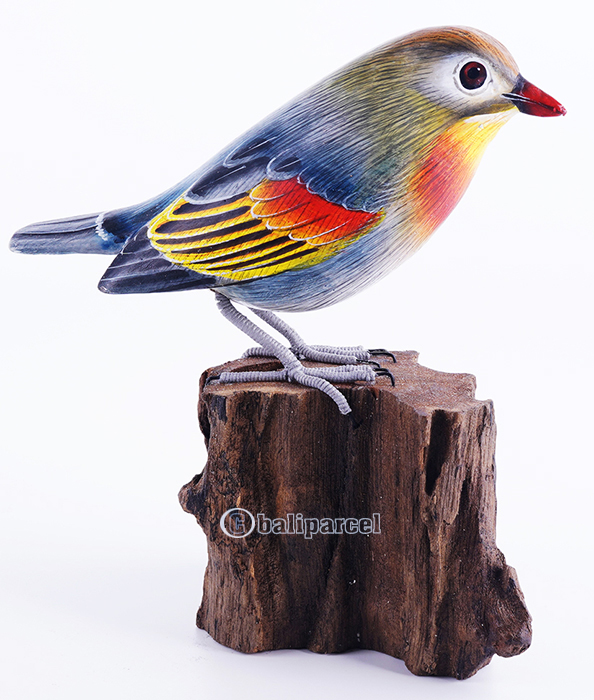 Wooden Bird With Painted, Handmade From Albesia Wood