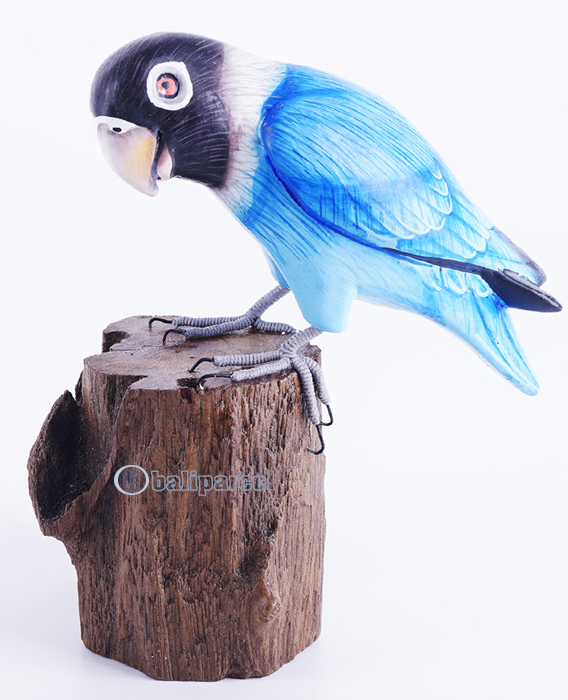 Wooden Parrot Bird With Painted, Handmade From Albesia Wood