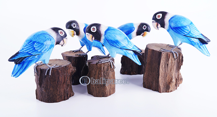 Wooden Parrot Bird With Painted, Handmade From Albesia Wood