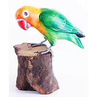 Wooden Parrot Bird With Painted, Handmade From Albesia Wood
