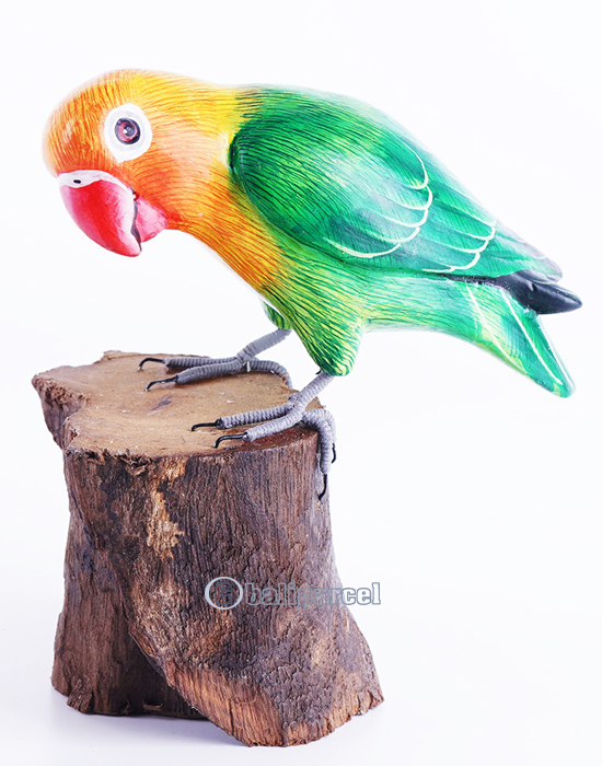 Wooden Parrot Bird With Painted, Handmade From Albesia Wood