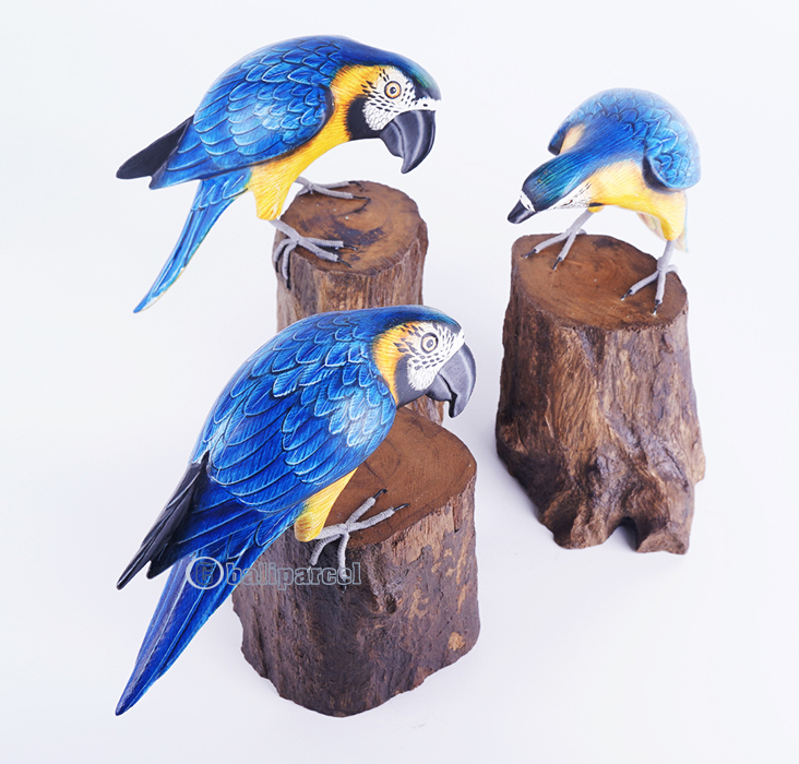 Wooden Parrot Bird With Painted, Handmade From Albesia Wood