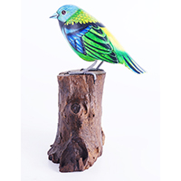 Wooden Bird With Painted, Handmade From Albesia Wood