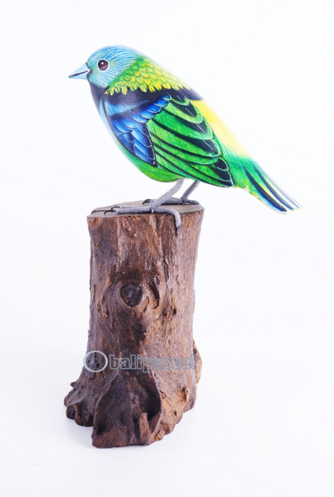 Wooden Bird With Painted, Handmade From Albesia Wood