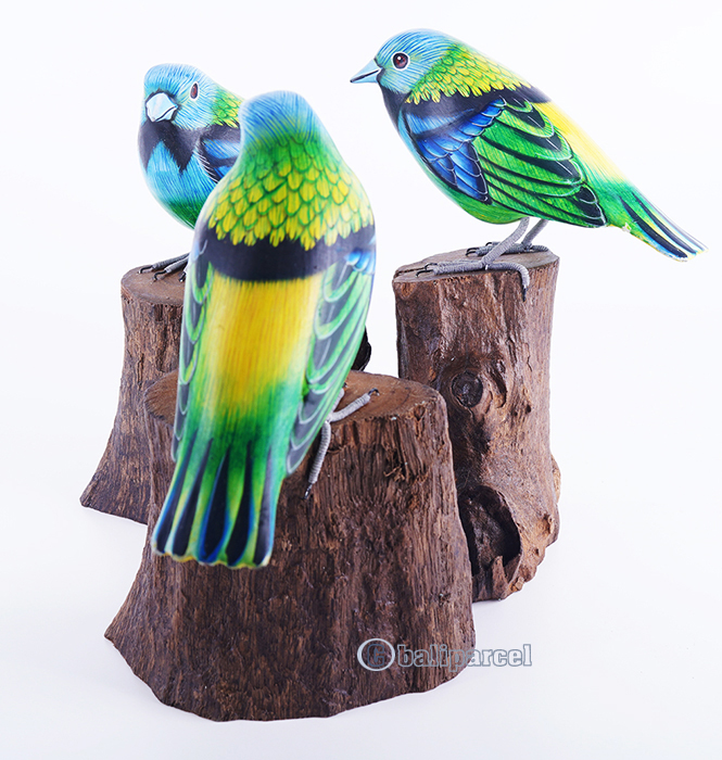Wooden Bird With Painted, Handmade From Albesia Wood