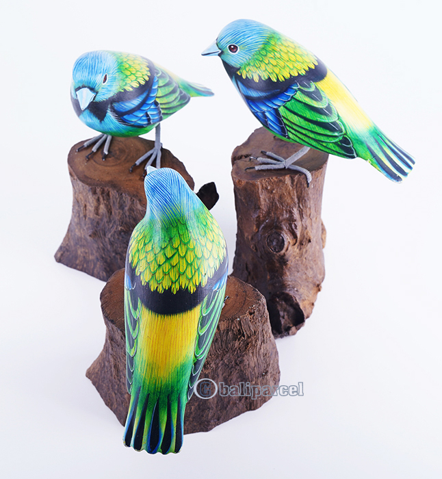 Wooden Bird With Painted, Handmade From Albesia Wood