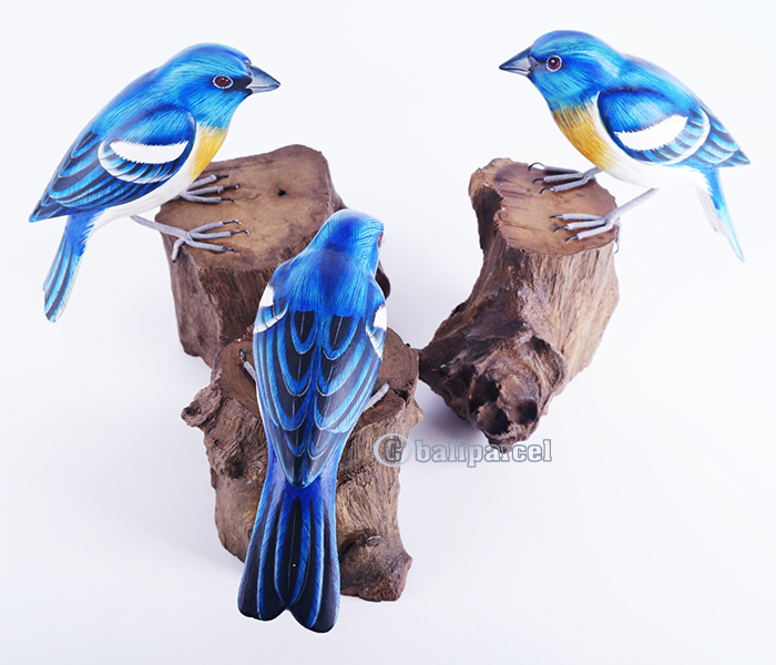 Wooden Bird With Painted, Handmade From Albesia Wood