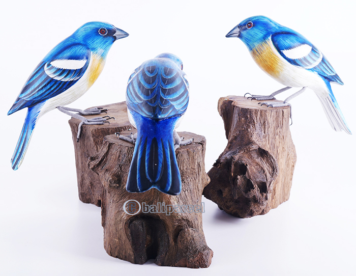Wooden Bird With Painted, Handmade From Albesia Wood