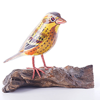 Wooden Bird With Painted, Handmade From Albesia Wood