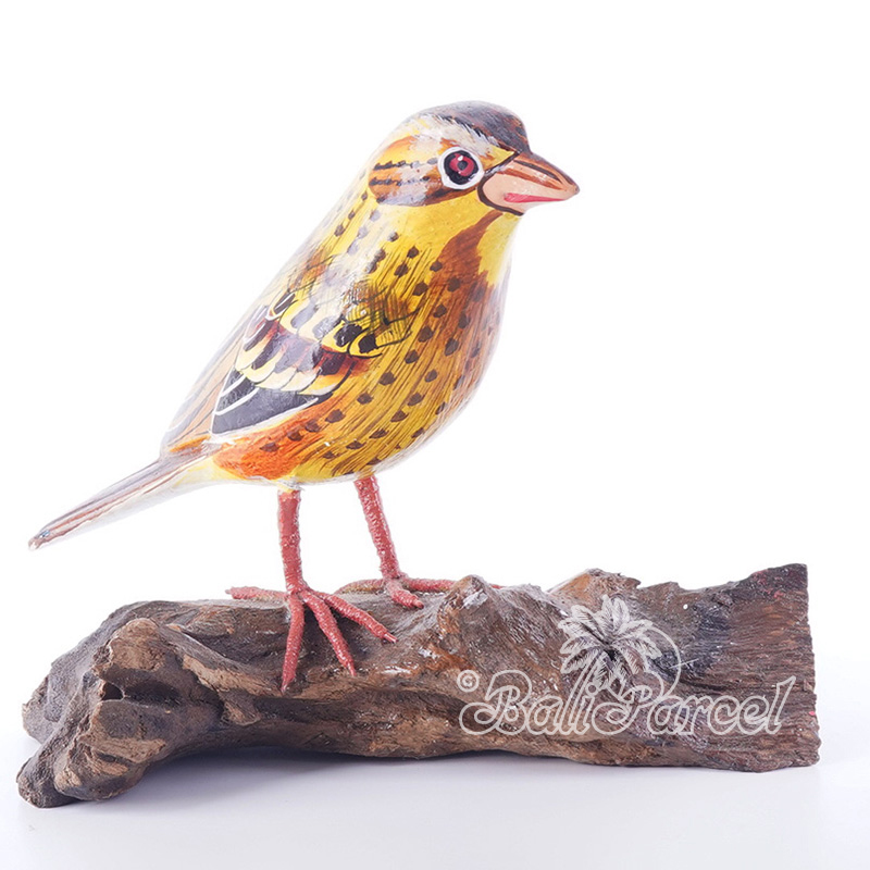 Wooden Bird With Painted, Handmade From Albesia Wood