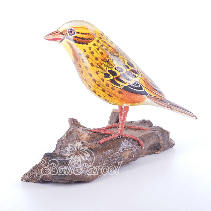 Wooden Bird With Painted, Handmade From Albesia Wood