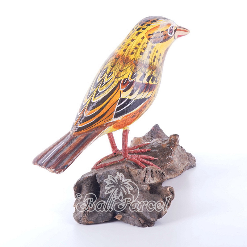 Wooden Bird With Painted, Handmade From Albesia Wood