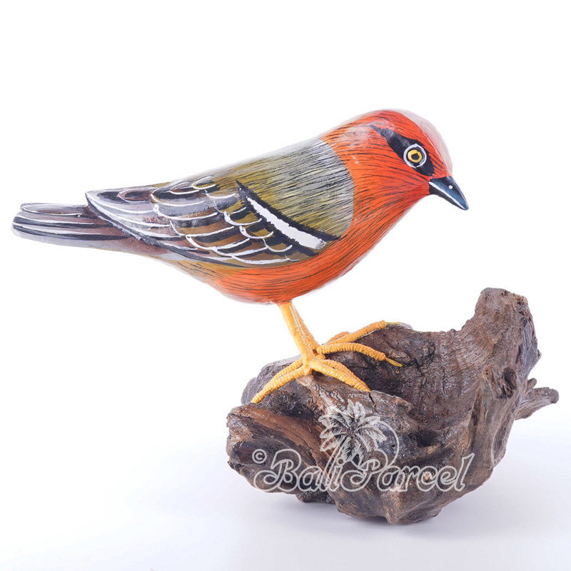 Wooden Bird With Painted, Handmade From Albesia Wood