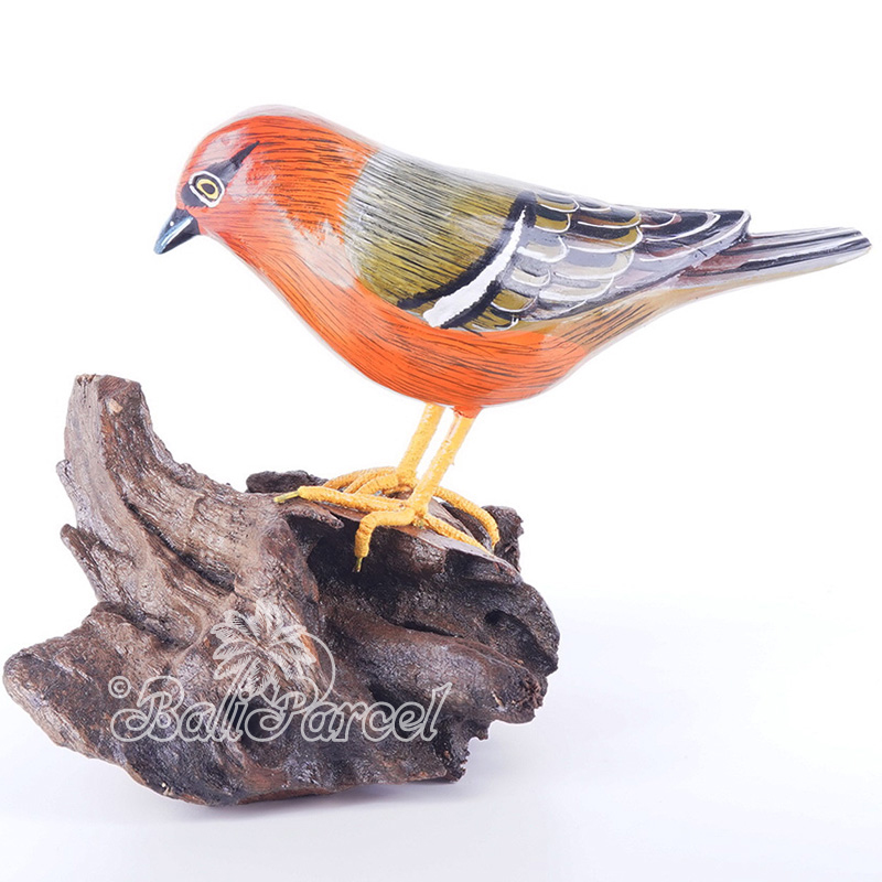 Wooden Bird With Painted, Handmade From Albesia Wood