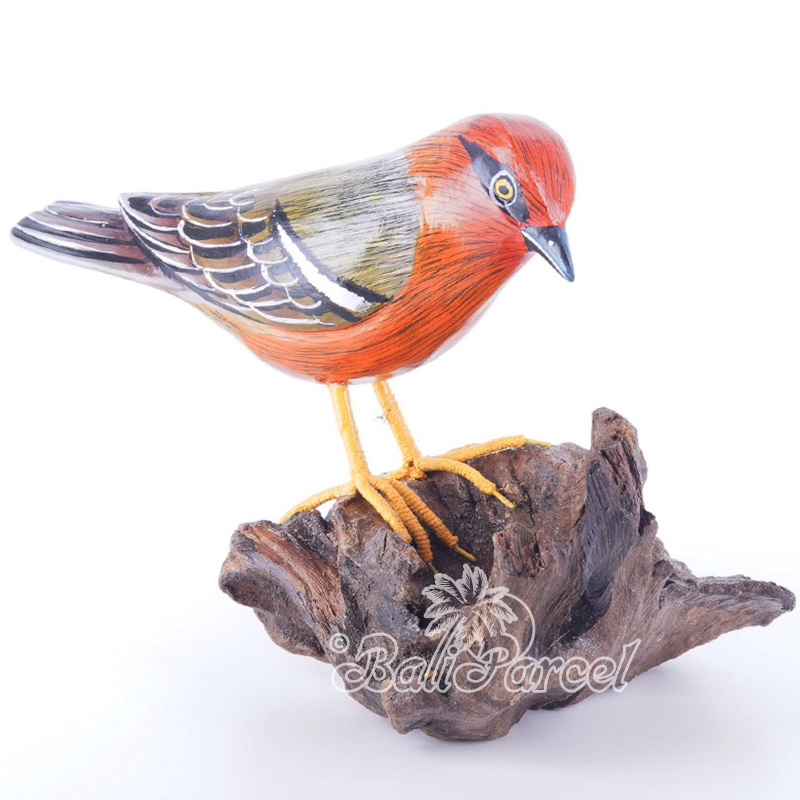 Wooden Bird With Painted, Handmade From Albesia Wood