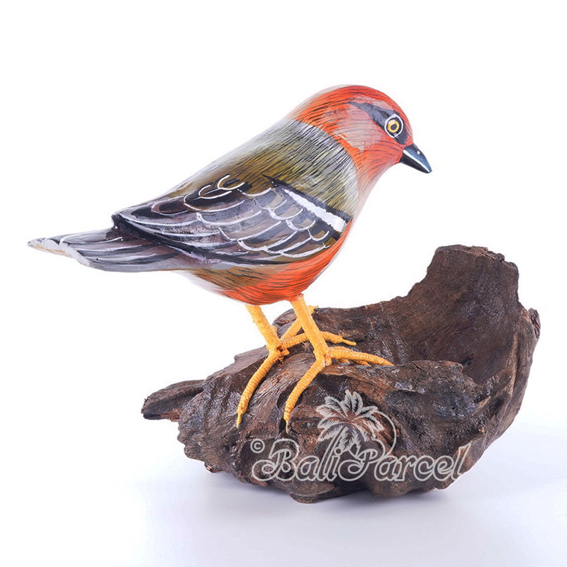 Wooden Bird With Painted, Handmade From Albesia Wood