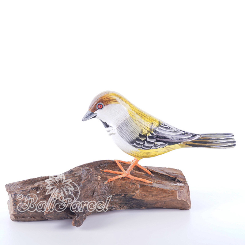 Wooden Bird With Painted, Handmade From Albesia Wood