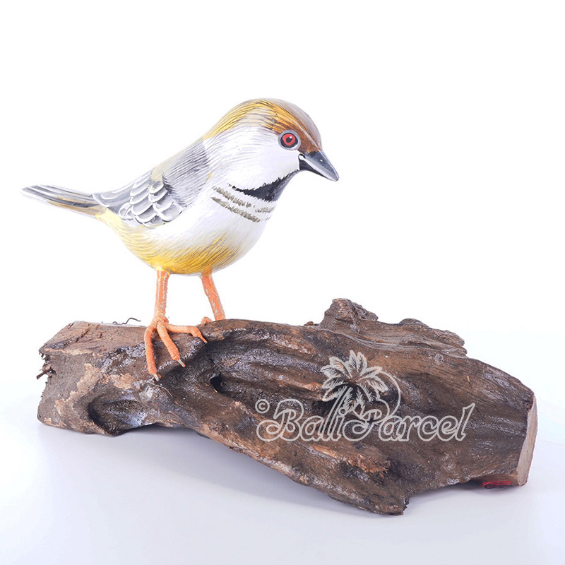Wooden Bird With Painted, Handmade From Albesia Wood