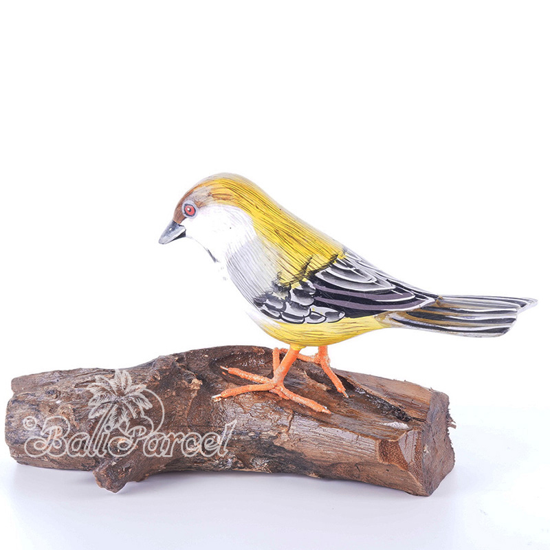 Wooden Bird With Painted, Handmade From Albesia Wood