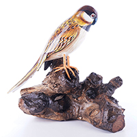 Wooden Bird With Painted, Handmade From Albesia Wood