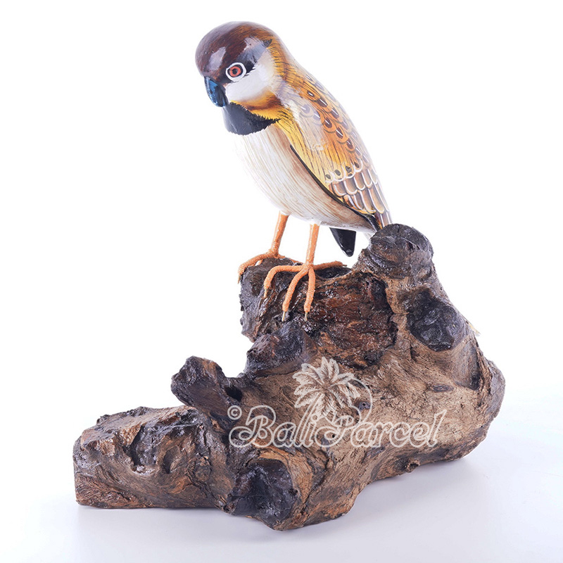Wooden Bird With Painted, Handmade From Albesia Wood