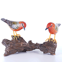 Wooden 2 Bird With Painted, Handmade From Albesia Wood