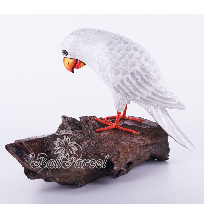 Wooden Bird With Painted, Handmade From Albesia Wood