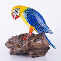 Wooden Parrot Bird With Painted, Handmade From Albesia Wood