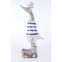 Wooden Duck With Painted, Handmade From Albesia Wood
