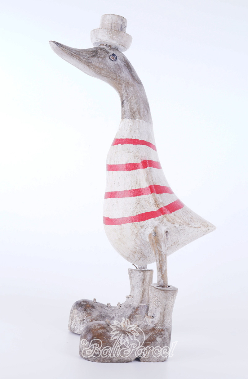 Wooden Duck With Painted, Handmade From Albesia Wood