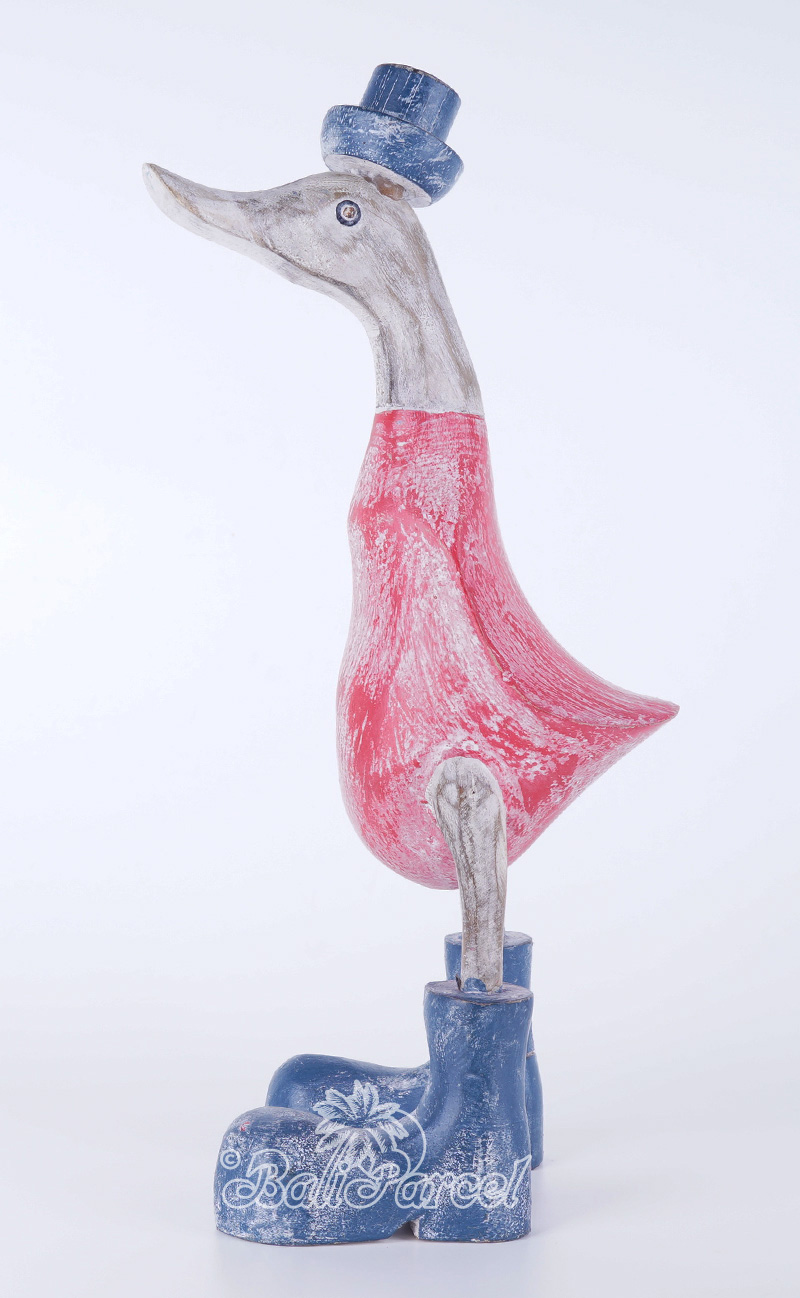 Wooden Duck With Painted, Handmade From Albesia Wood