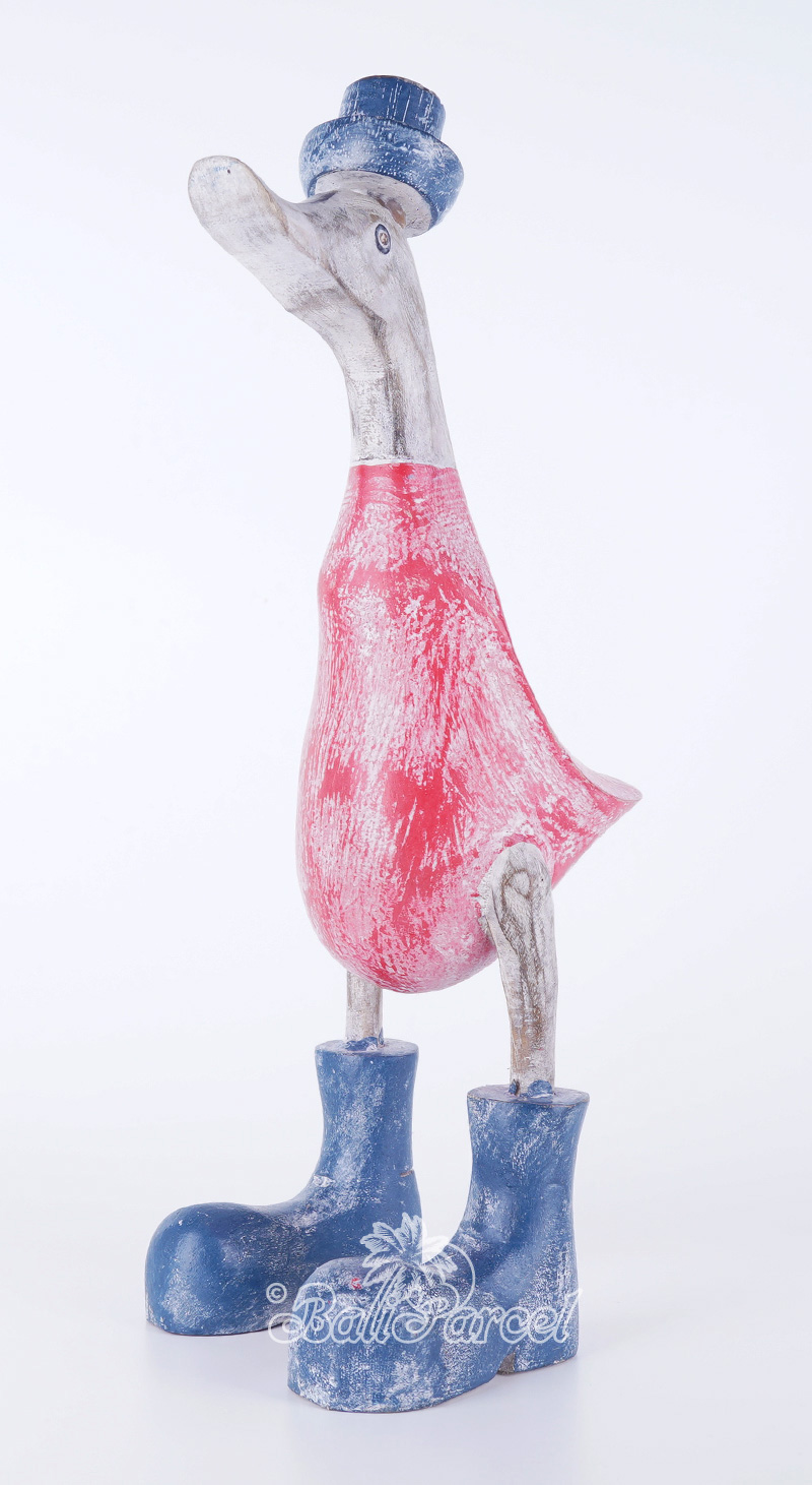 Wooden Duck With Painted, Handmade From Albesia Wood