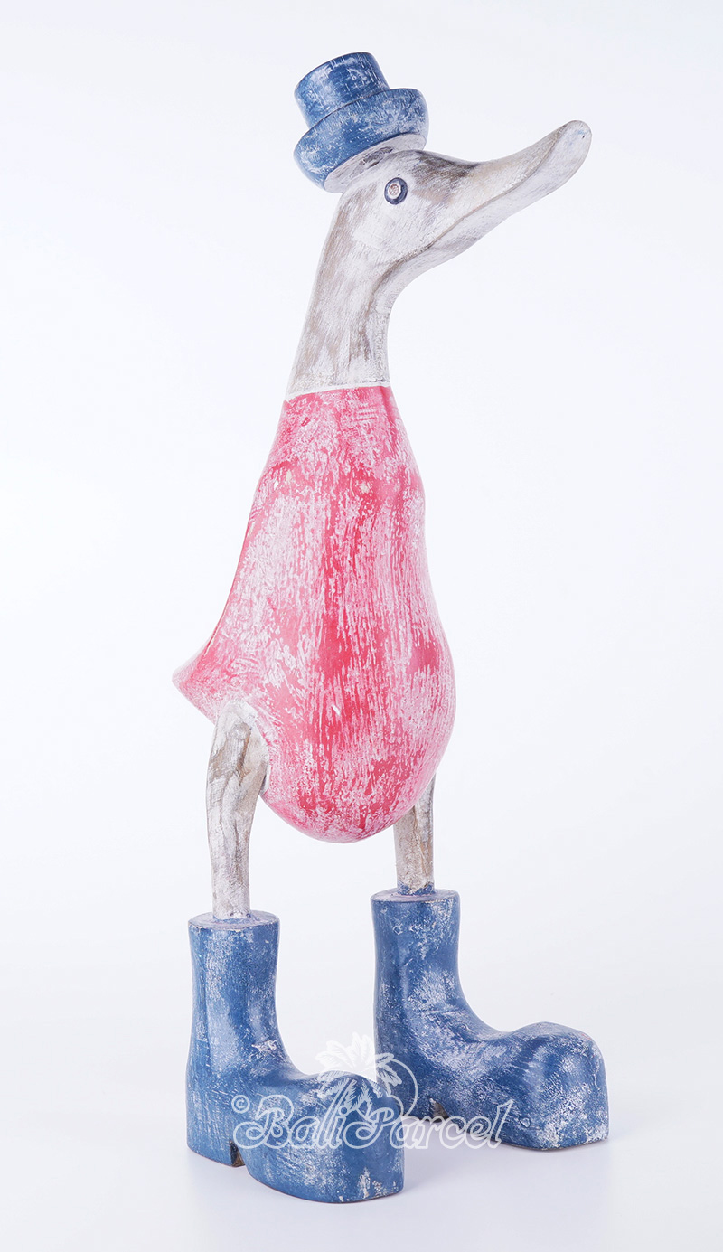 Wooden Duck With Painted, Handmade From Albesia Wood
