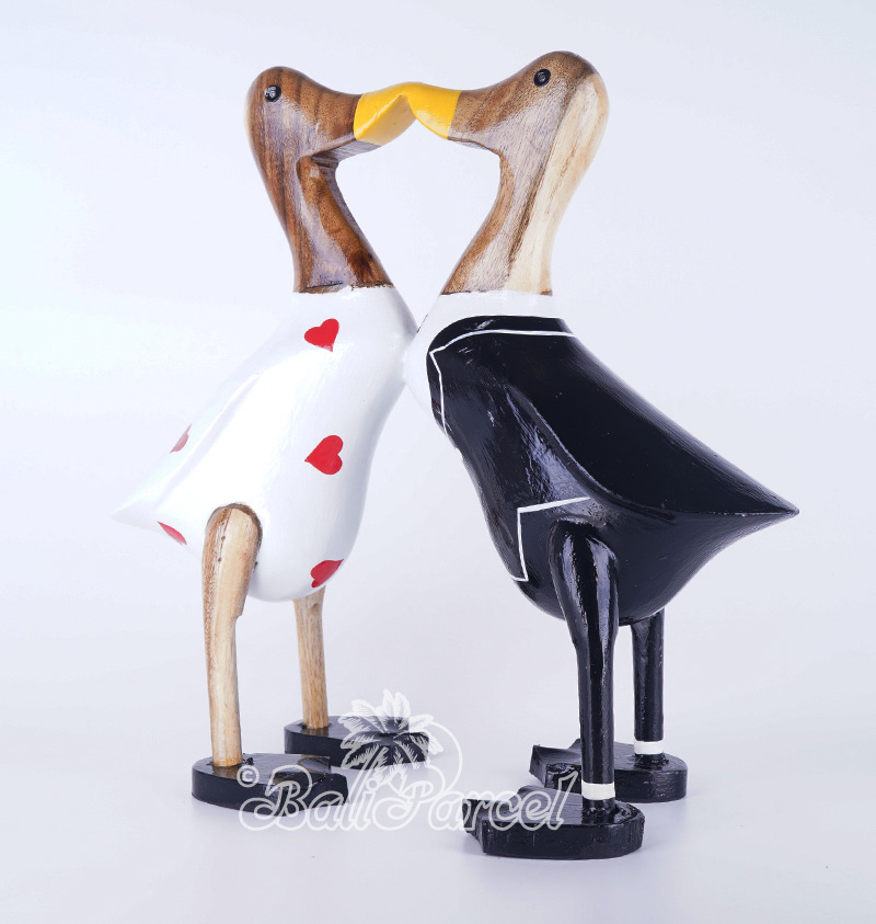 Wooden Duck With Painted, Handmade From Albesia Wood