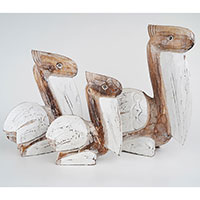 Wooden Pelican Set Of 3, Handmade From Albesia Wood