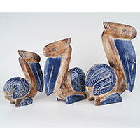 Wooden Pelican Set Of 3, Handmade From Albesia Wood