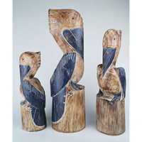 Wooden Pelican Set Of 3, Handmade From Albesia Wood