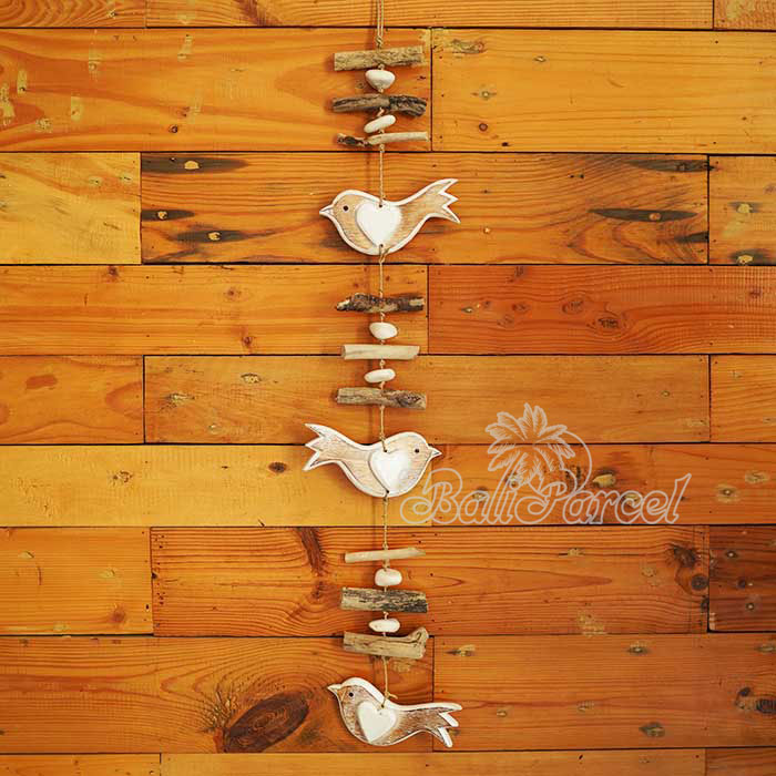 Wooden Wallhanging Bird, Handmade From Albesia Wood