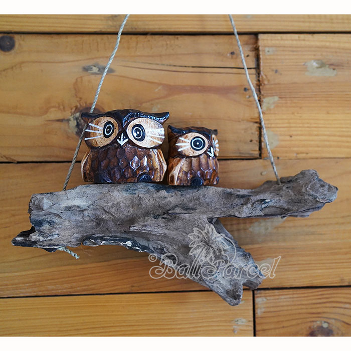 Wooden Wallhanging Owl, Handmade From Albesia Wood