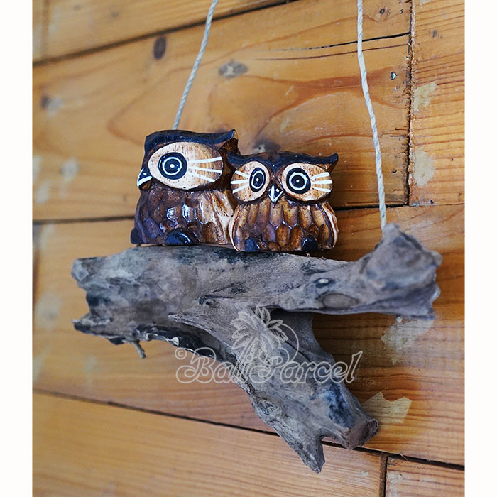 Wooden Wallhanging Owl, Handmade From Albesia Wood